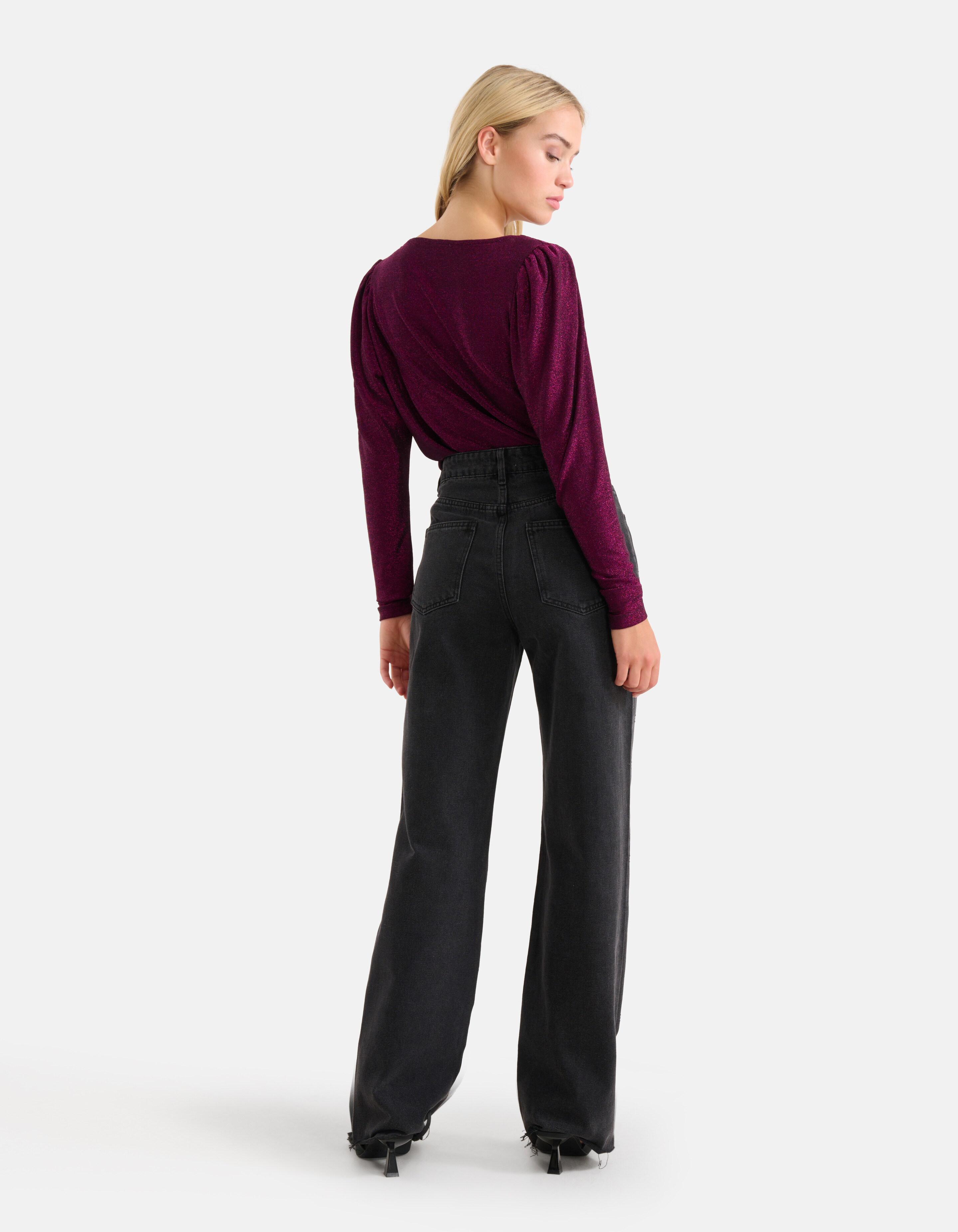 Drapiertes Glitzer-Top Schwarz SHOEBY WOMEN