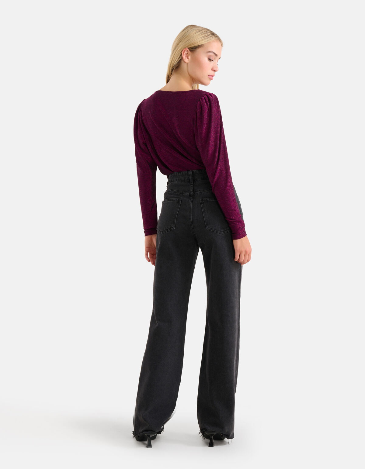 Drapiertes Glitzer-Top Schwarz SHOEBY WOMEN