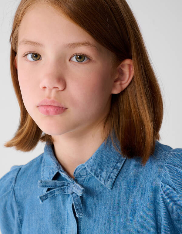 Jeansbluse mit Schleife Blau SHOEBY GIRLS