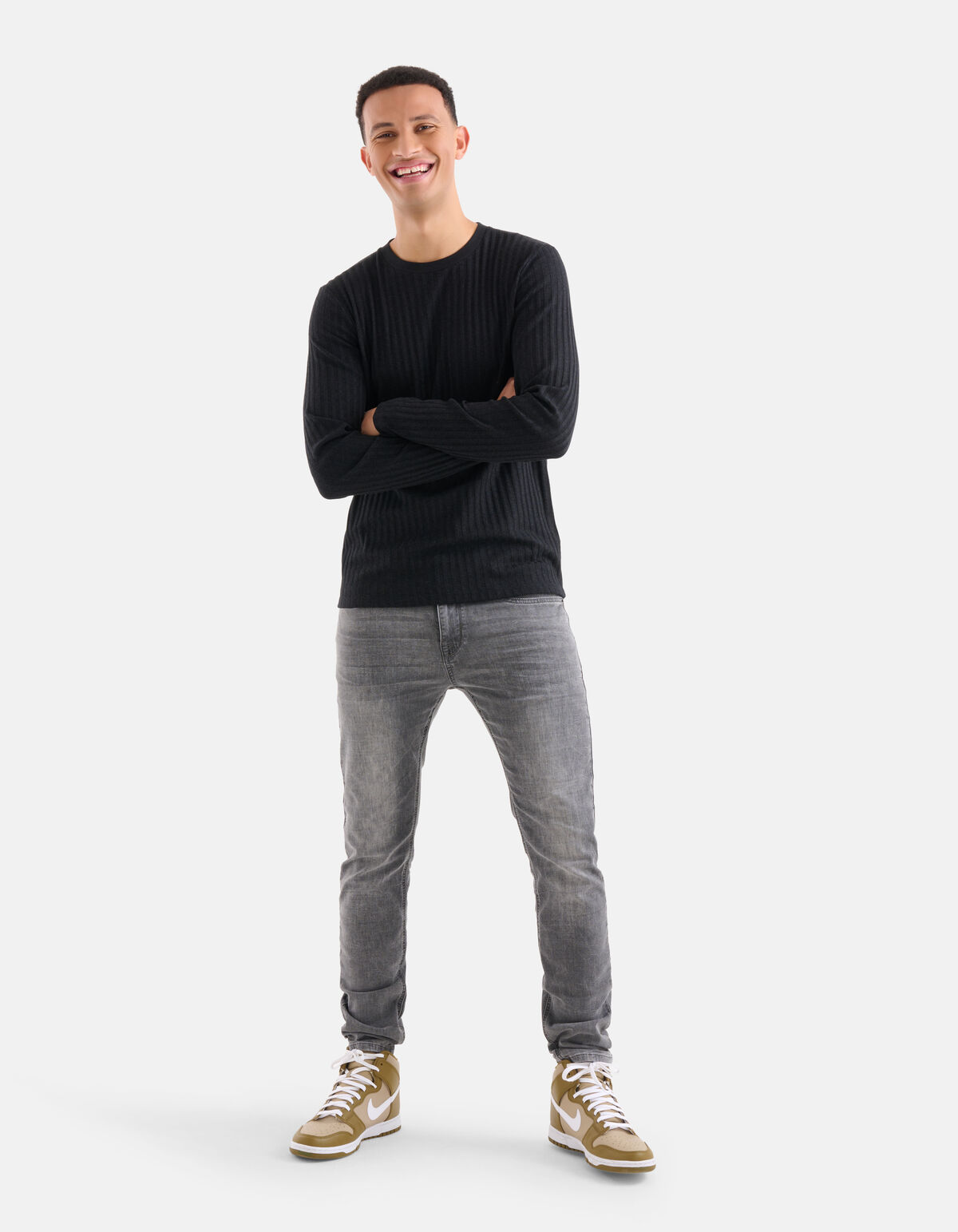 Rippen-T-Shirt Schwarz SHOEBY MEN