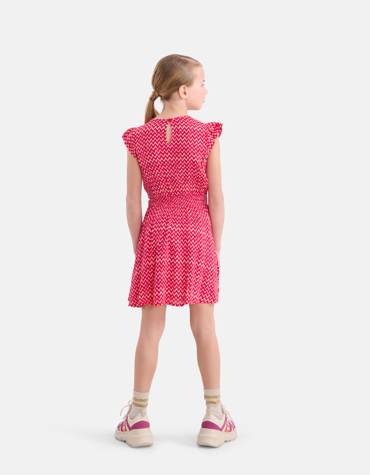 Printed Crinkle Jurk Roze SHOEBY GIRLS