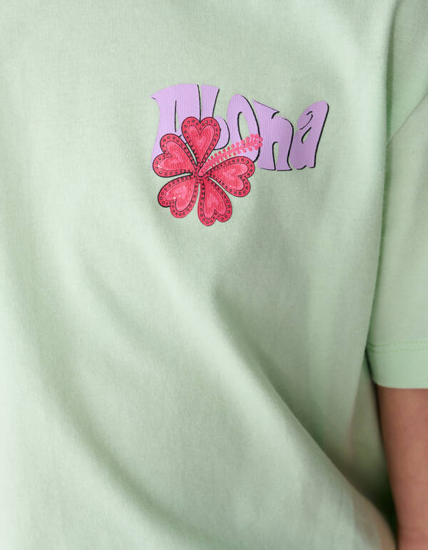 Aloha Artwork T-Shirt Hellgr&uuml;n SHOEBY GIRLS