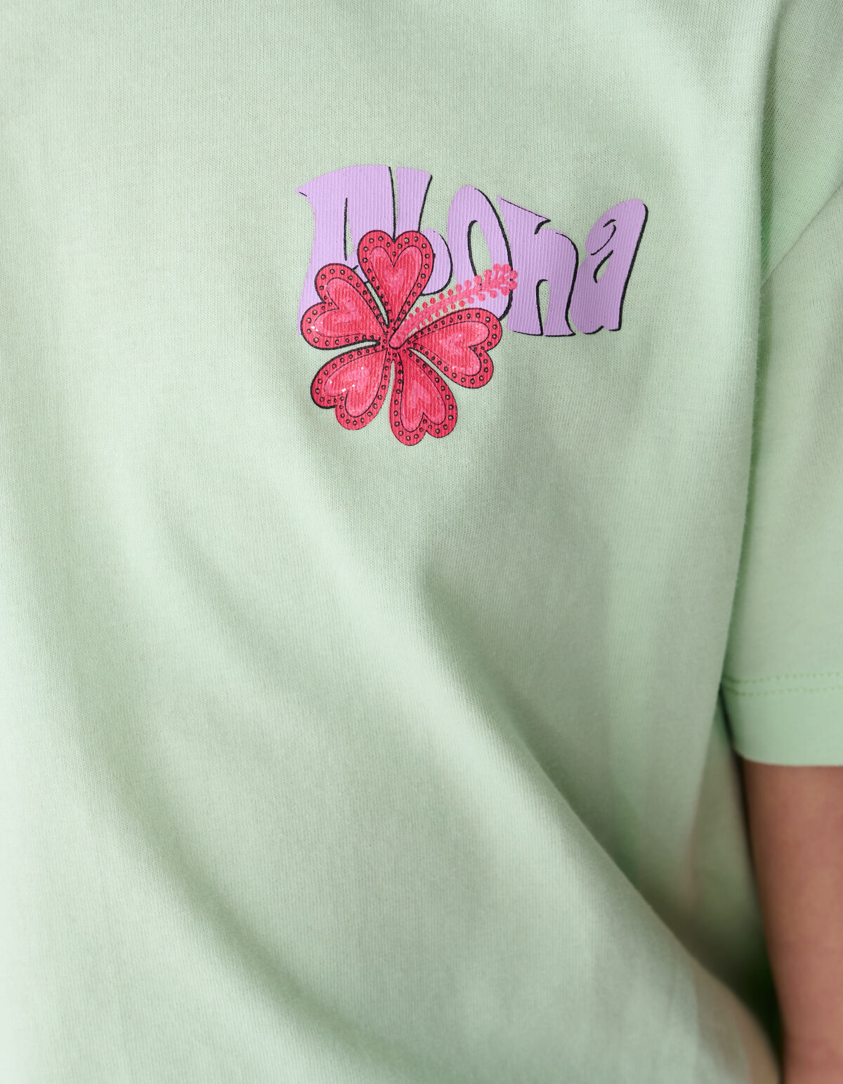 Aloha Artwork T-Shirt Hellgr&uuml;n SHOEBY GIRLS