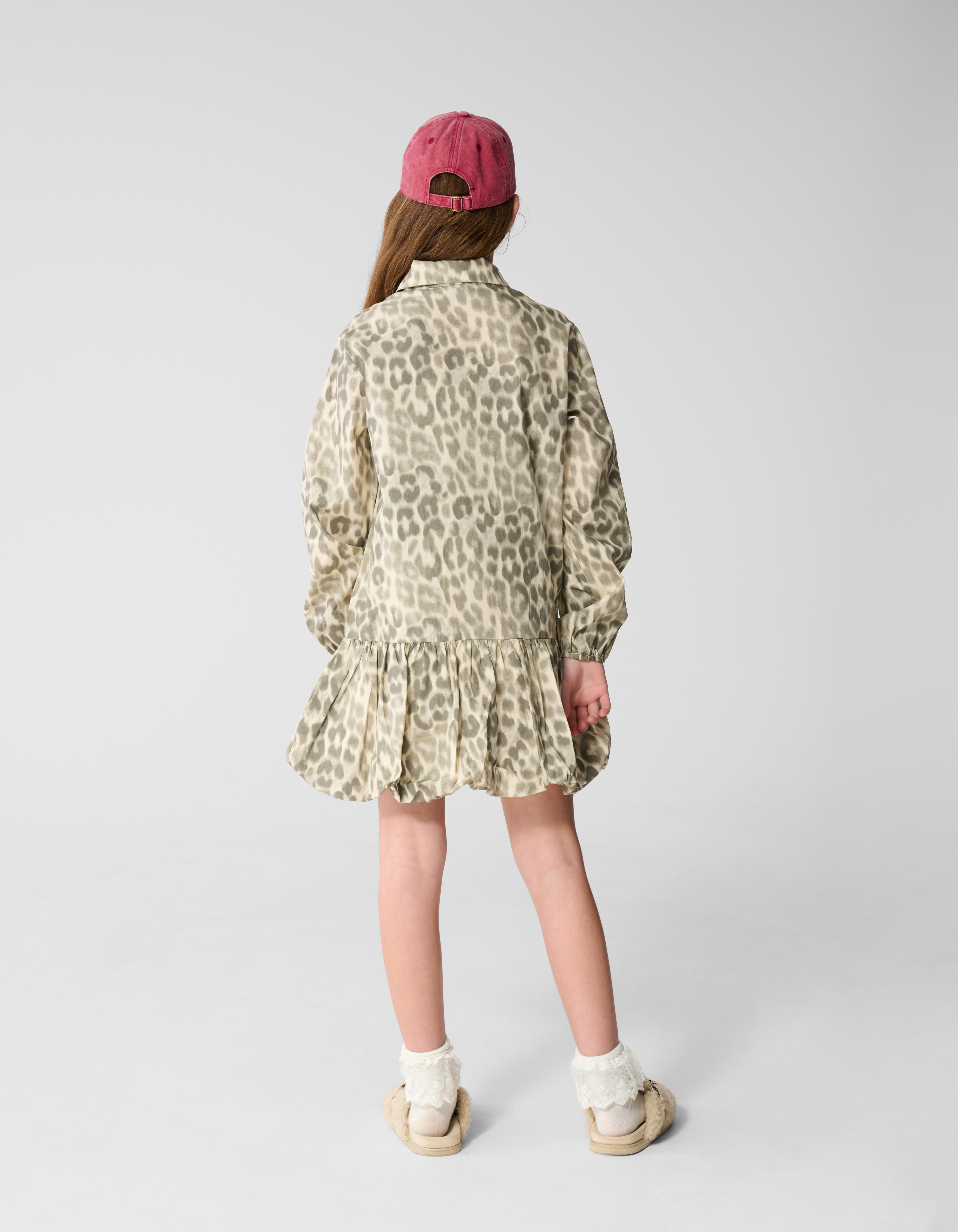 Leopard-Ballon-Minikleid Hellbraun SHOEBY GIRLS