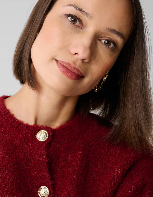 Teddy Strickweste Dunkelrot SHOEBY WOMEN