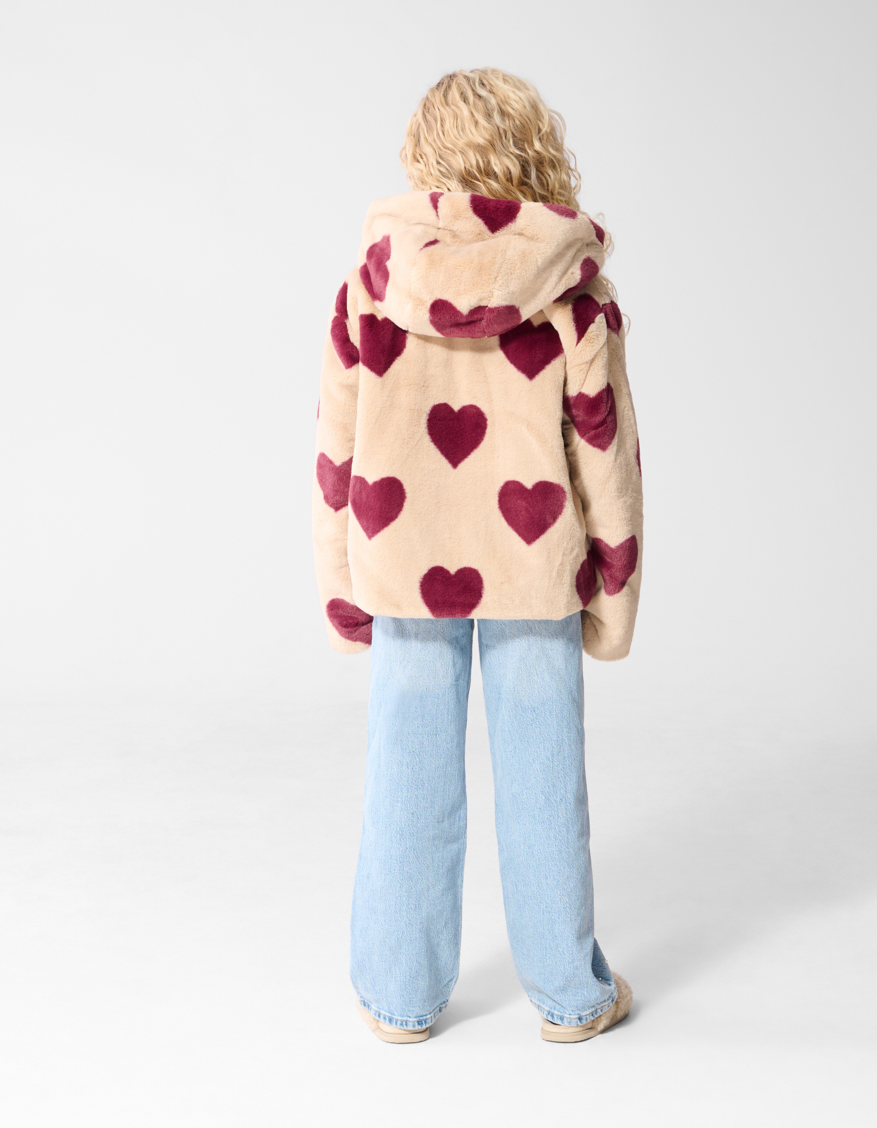 braune Winterjacke mit Herzmuster SHOEBY GIRLS