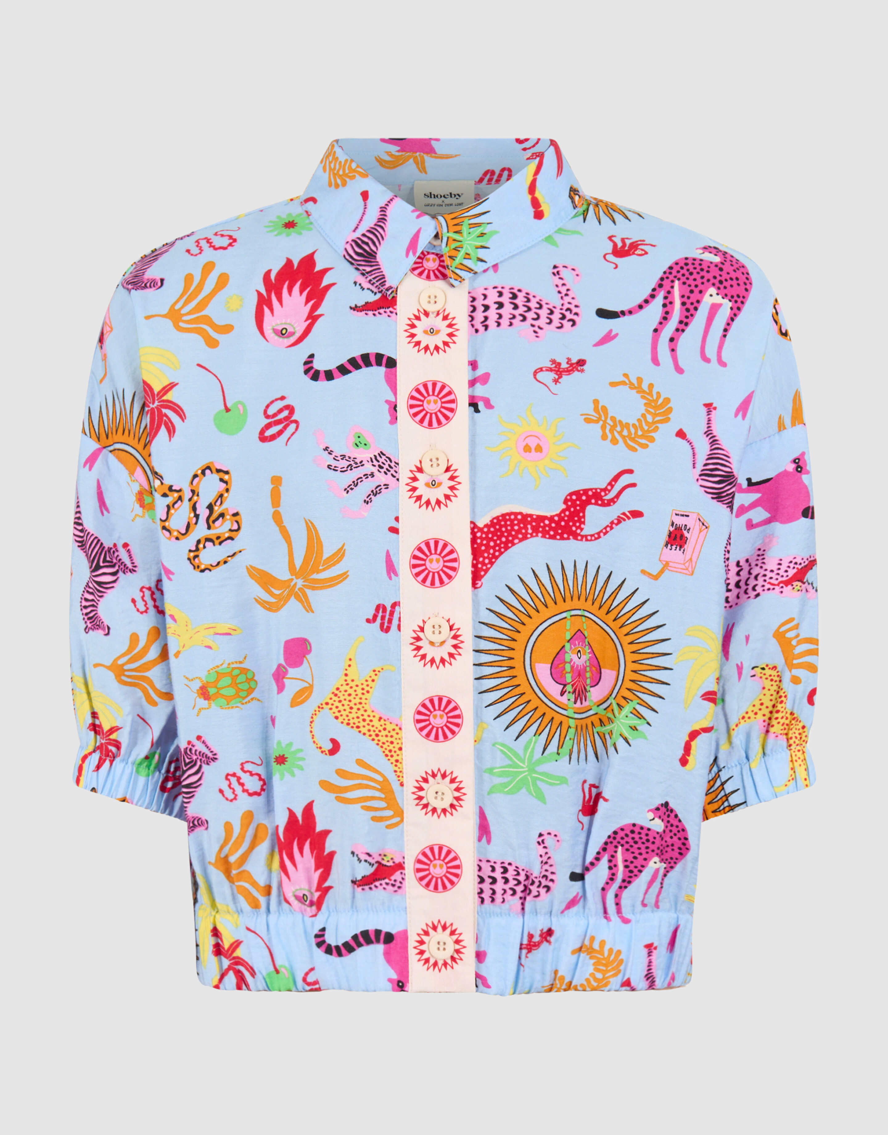 Dschungel Kunstwerk Bluse Hellblau von Lizzy SHOEBY GIRLS