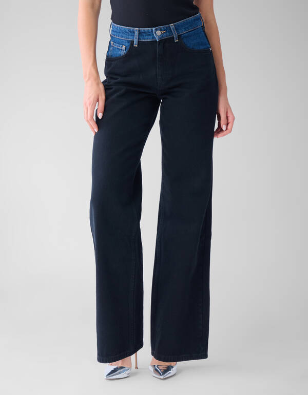 Zweifarbige Jeans mit weitem Bein Dunkelblau SHOEBY WOMEN