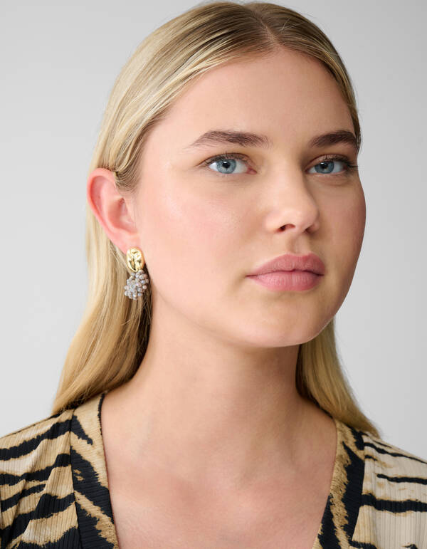 Perlen Runde Ohrringe Grau SHOEBY ACCESSOIRES