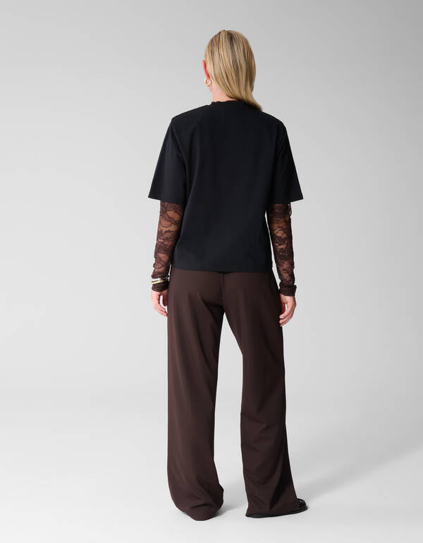 Basic-Hose mit weitem Bein Dunkelbraun SHOEBY WOMEN