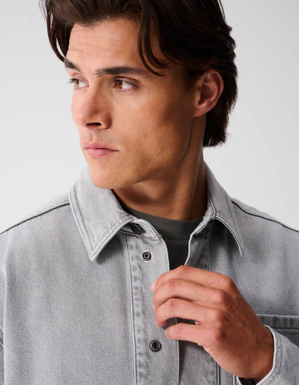 Patched Denim &Uuml;berhemd Grau SHOEBY MEN