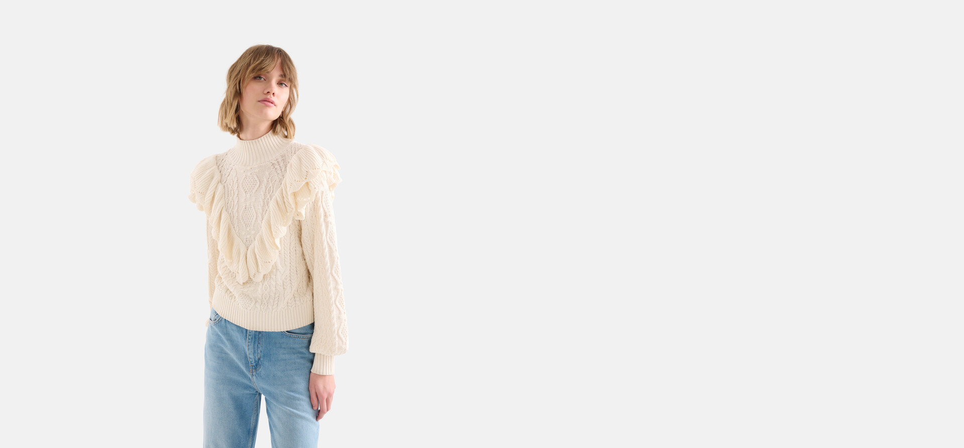Rüschen-Pullover Off White SHOEBY WOMEN