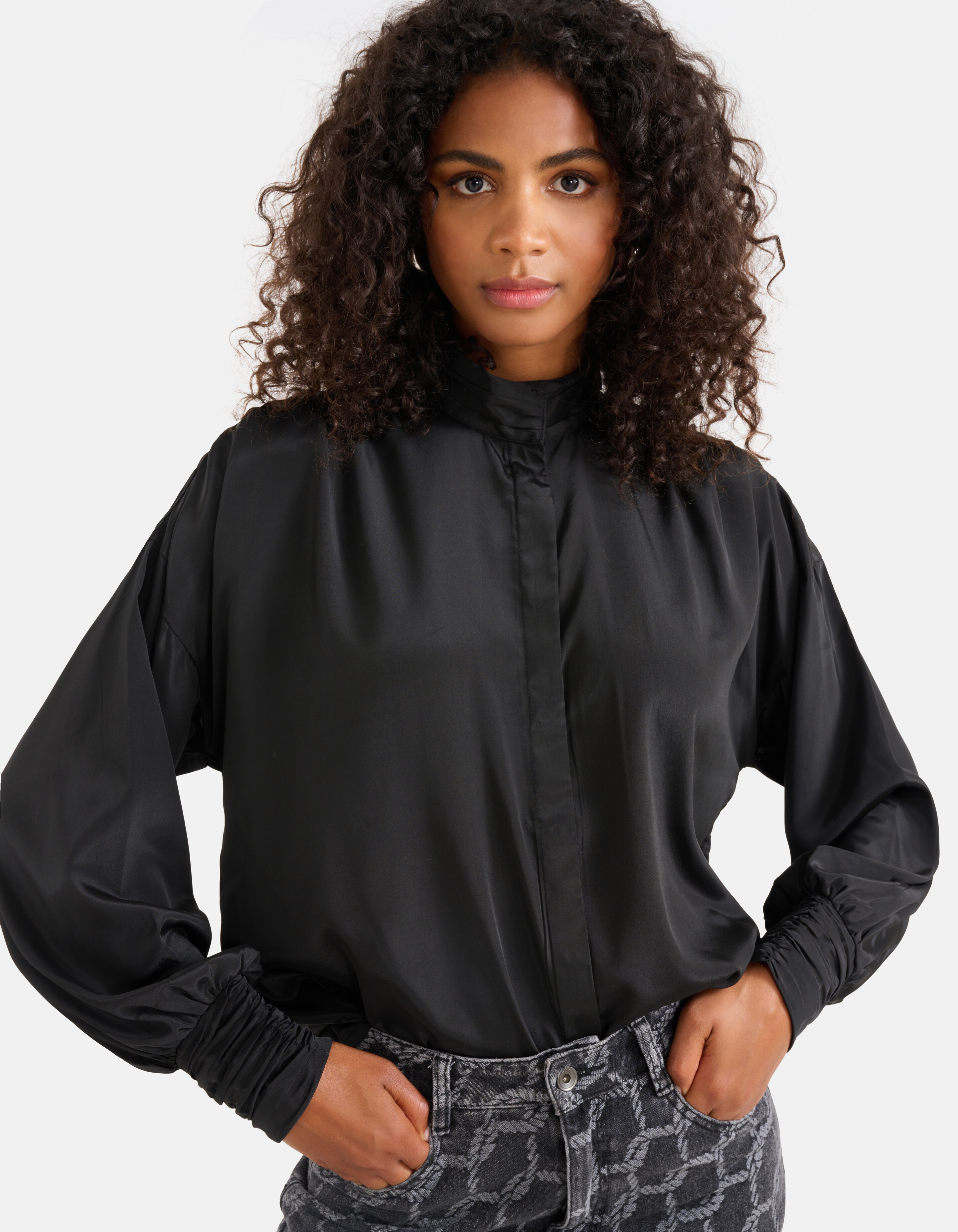 Satinbluse Schwarz SHOEBY WOMEN