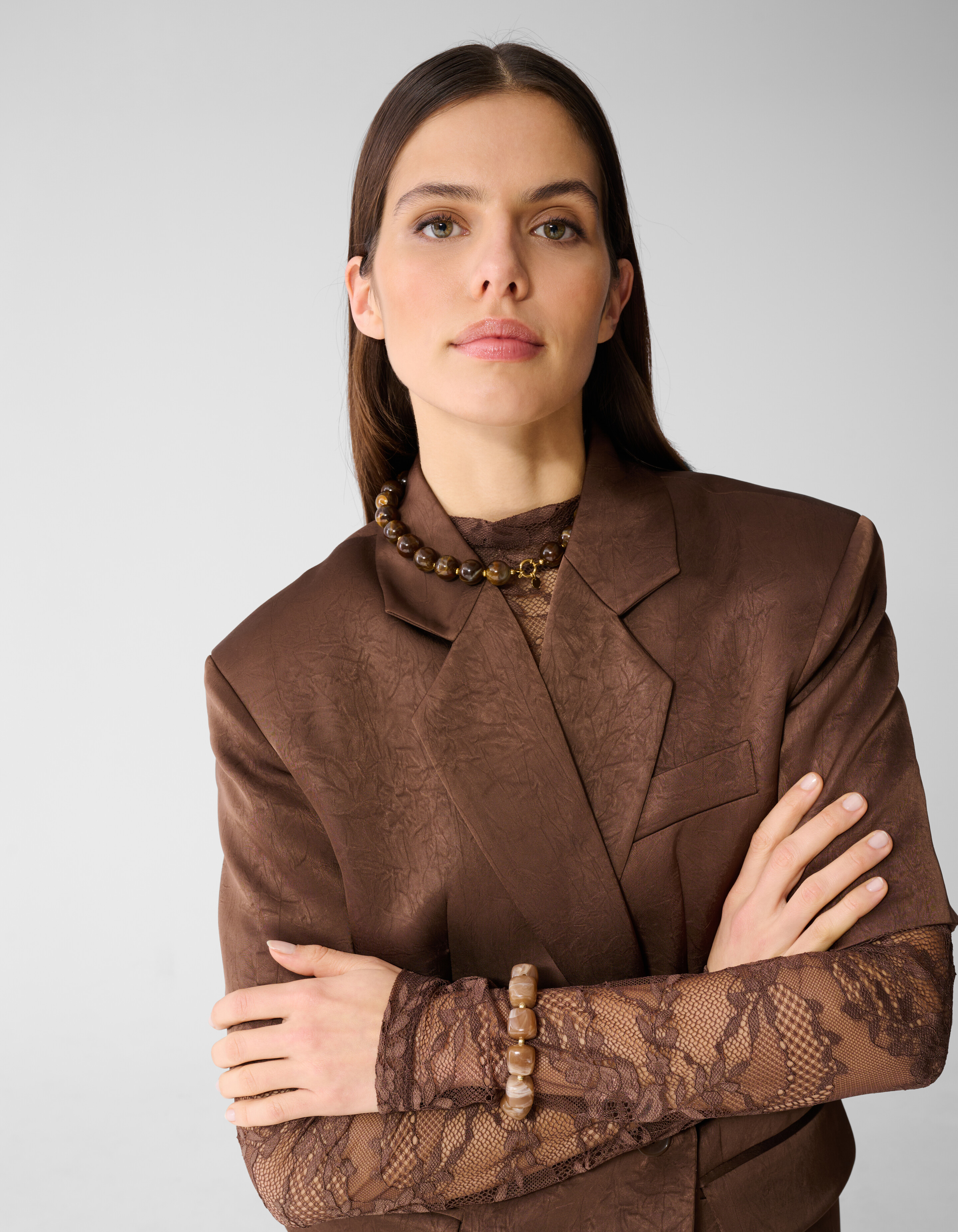 Runde Perlenkette Braun SHOEBY ACCESSOIRES