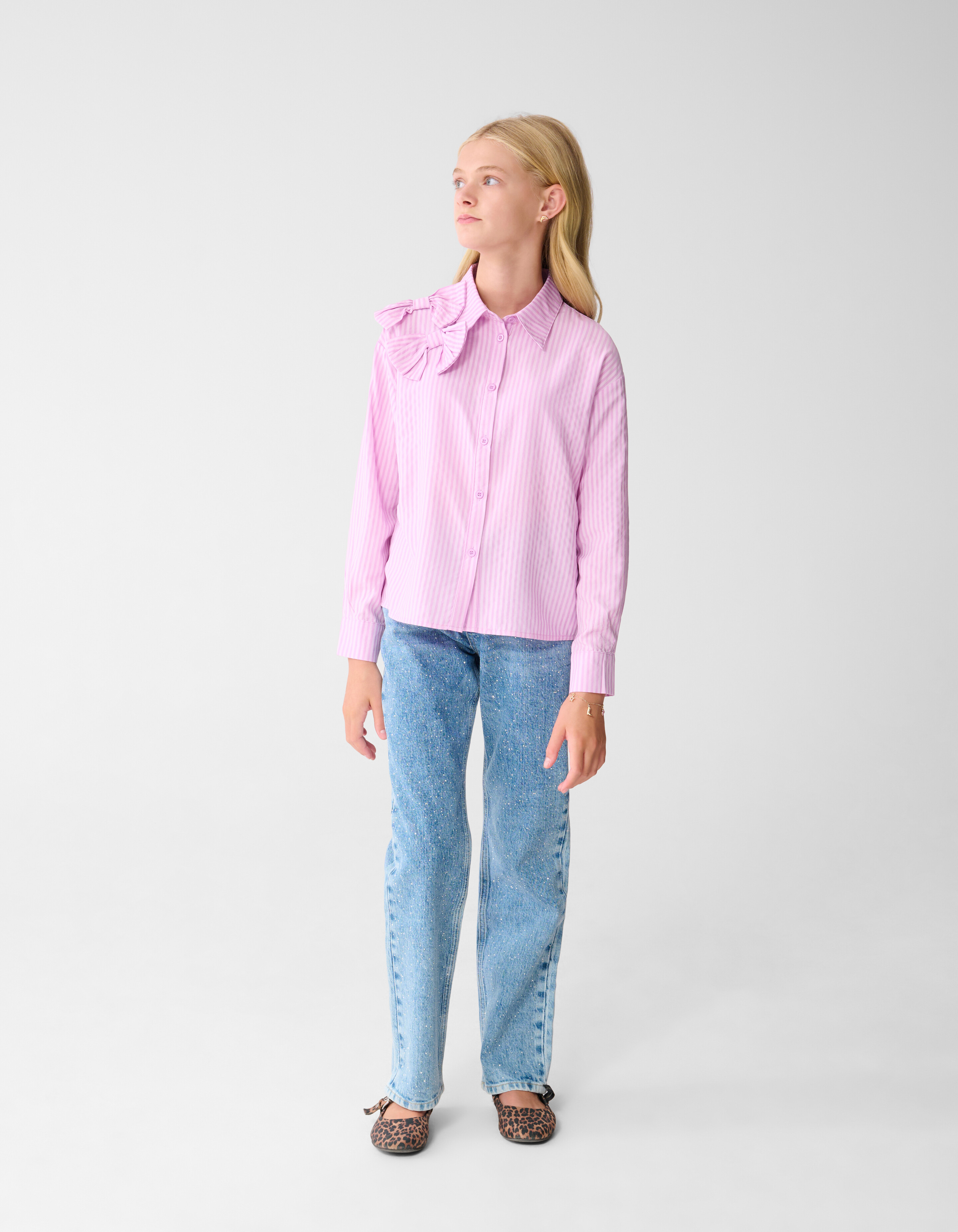 Gestreifte Schleifenbluse Rosa SHOEBY GIRLS