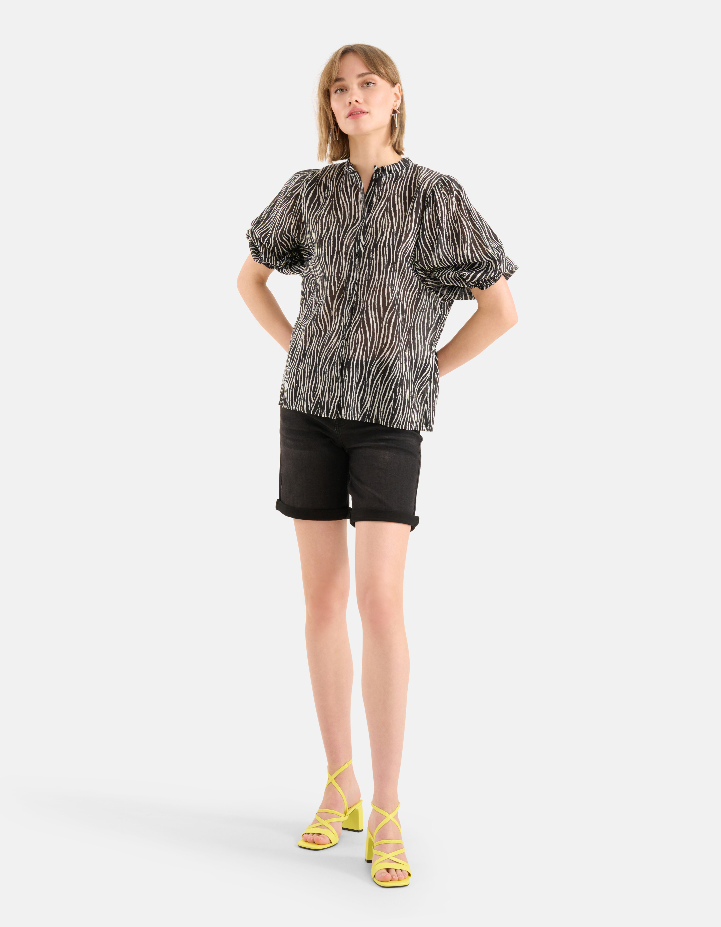 Zebra-Voile-Bluse Schwarz SHOEBY WOMEN