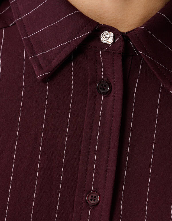 Übergroße Pinstripes Bluse Dunkelrot SHOEBY WOMEN