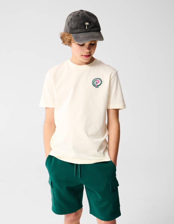 Palm Artwork T-shirt Off White SHOEBY BOYS