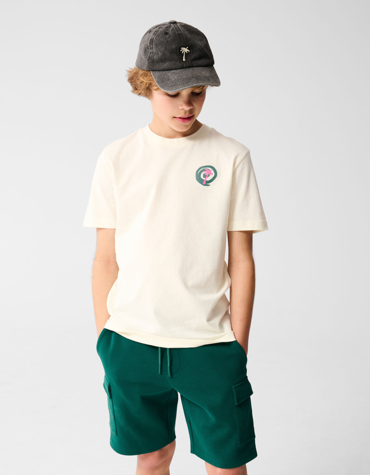 Palm Artwork T-shirt Off White SHOEBY BOYS
