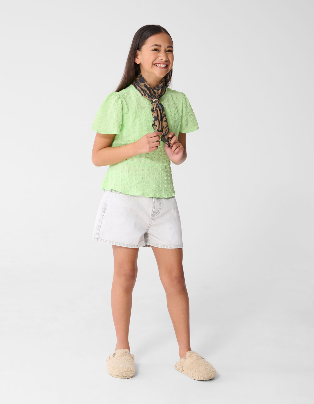 Crinkle-Peplum-Top Hellgr&uuml;n SHOEBY GIRLS