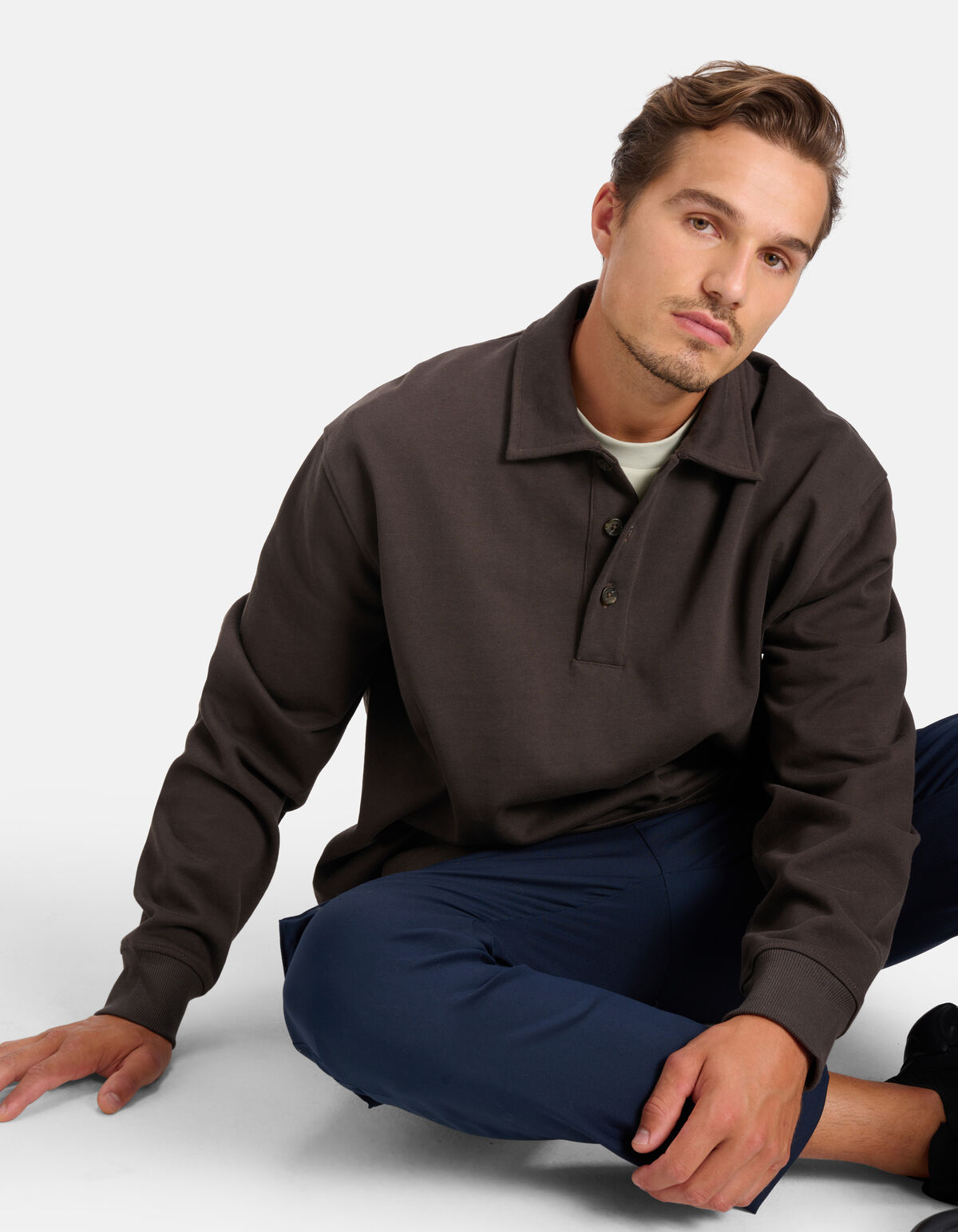 Langärmeliges Poloshirt Dunkelbraun By Fred SHOEBY MEN