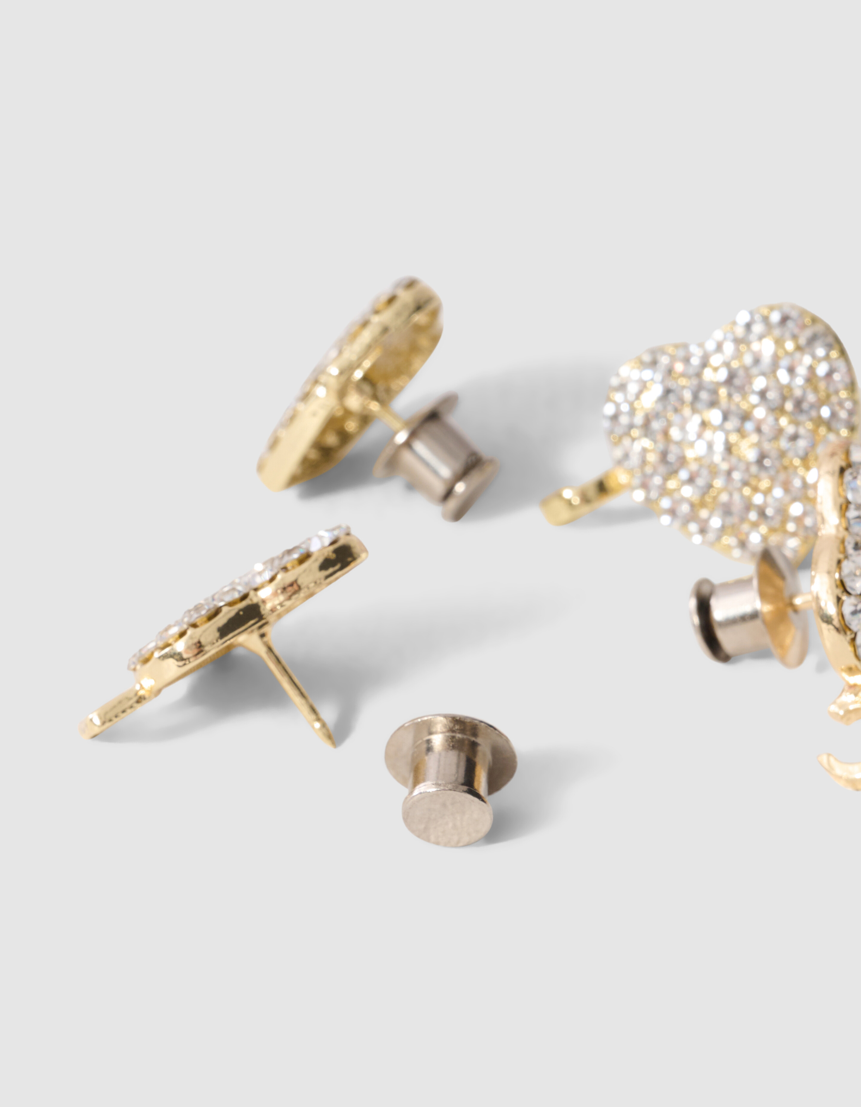 Jeans-Anstecker mit Strass-Herz Gold SHOEBY ACCESSOIRES
