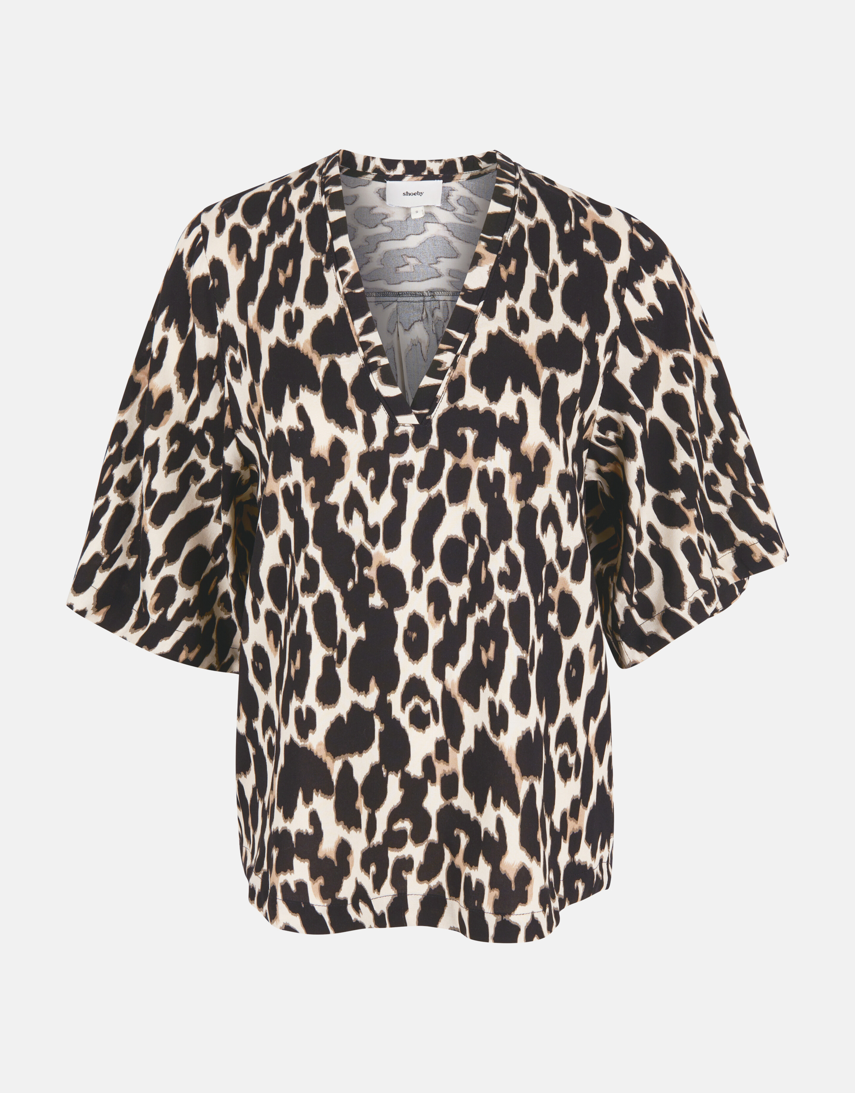 Leopard V-Ausschnitt Top Braun SHOEBY WOMEN