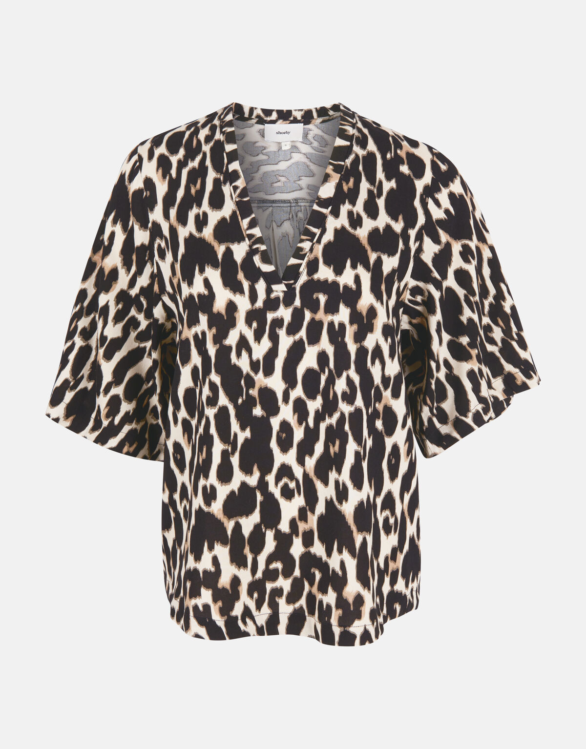 Leopard V-Ausschnitt Top Braun SHOEBY WOMEN