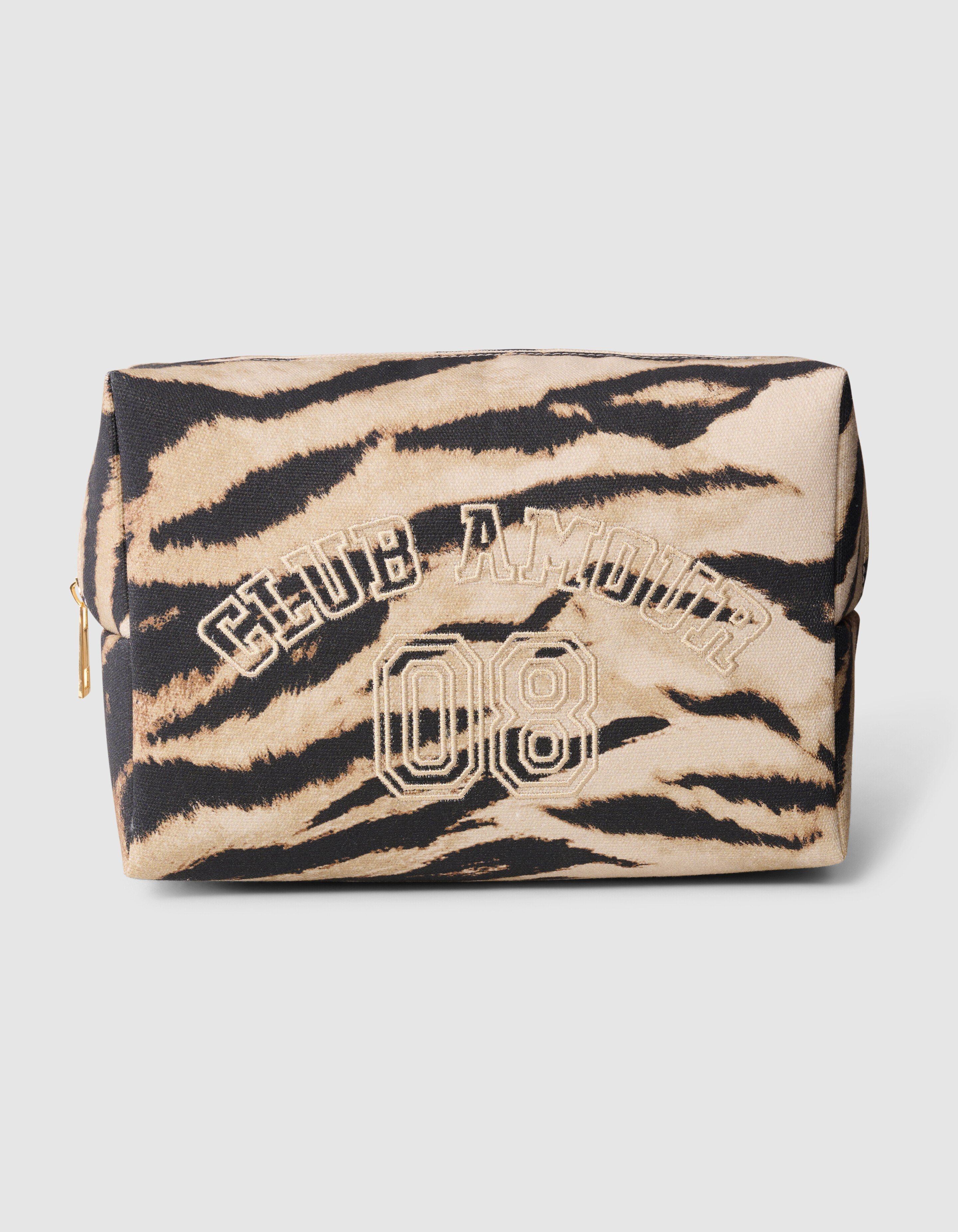 Tiger-Stickerei-Make-Up-Tasche Braun SHOEBY ACCESSOIRES