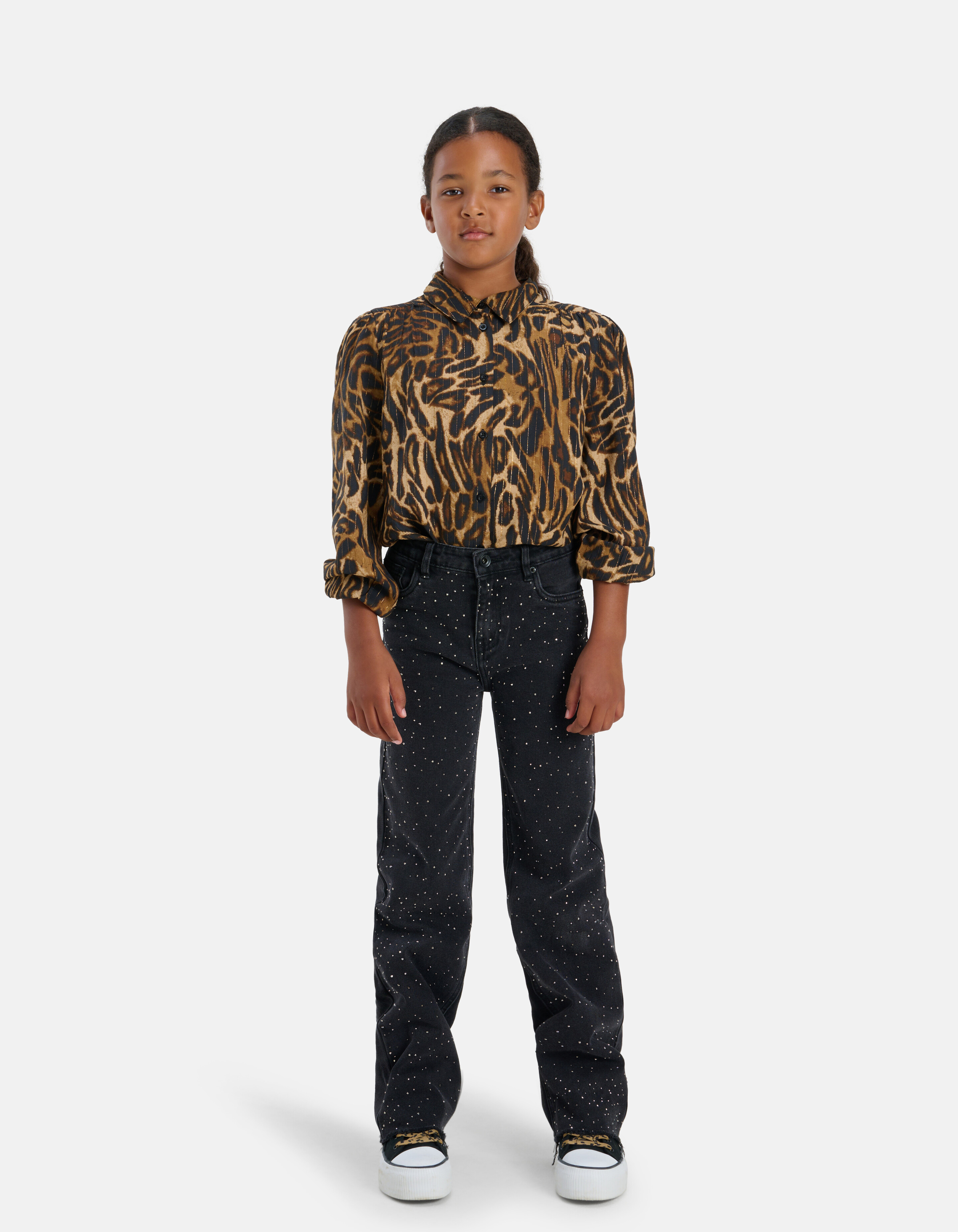 Strass Straight Denim Jeans Schwarz SHOEBY GIRLS