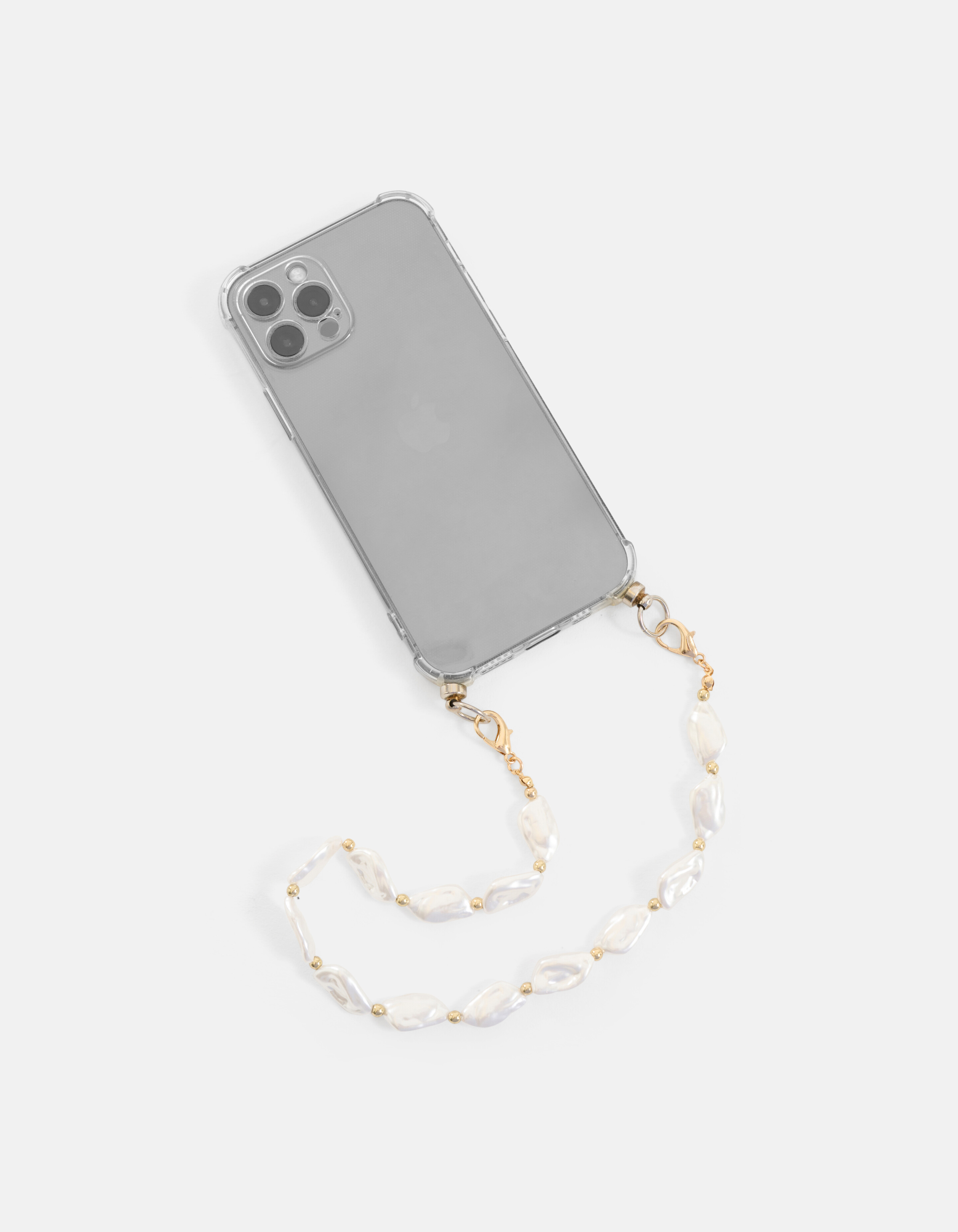 Kurzes Perlentelefonkabel Off White SHOEBY ACCESSOIRES