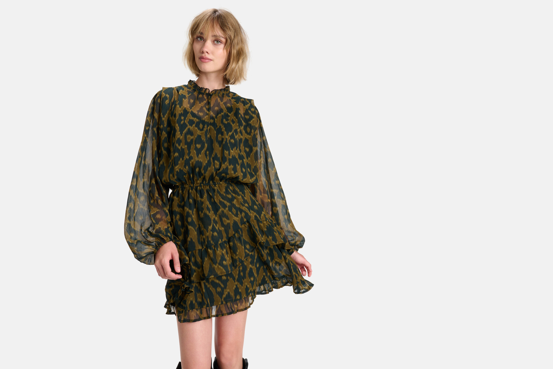 Leopardenmuster-Kleid Dunkelgrün SHOEBY WOMEN