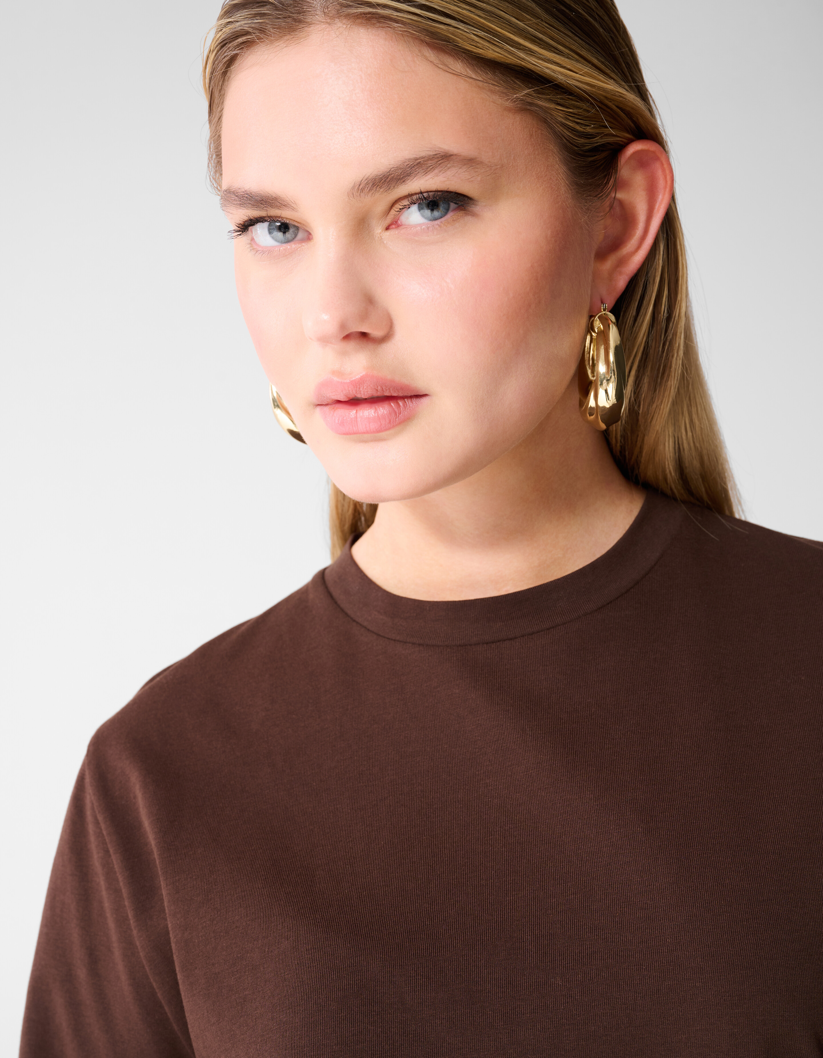 Kanten Satinen T-Shirt Braun SHOEBY WOMEN