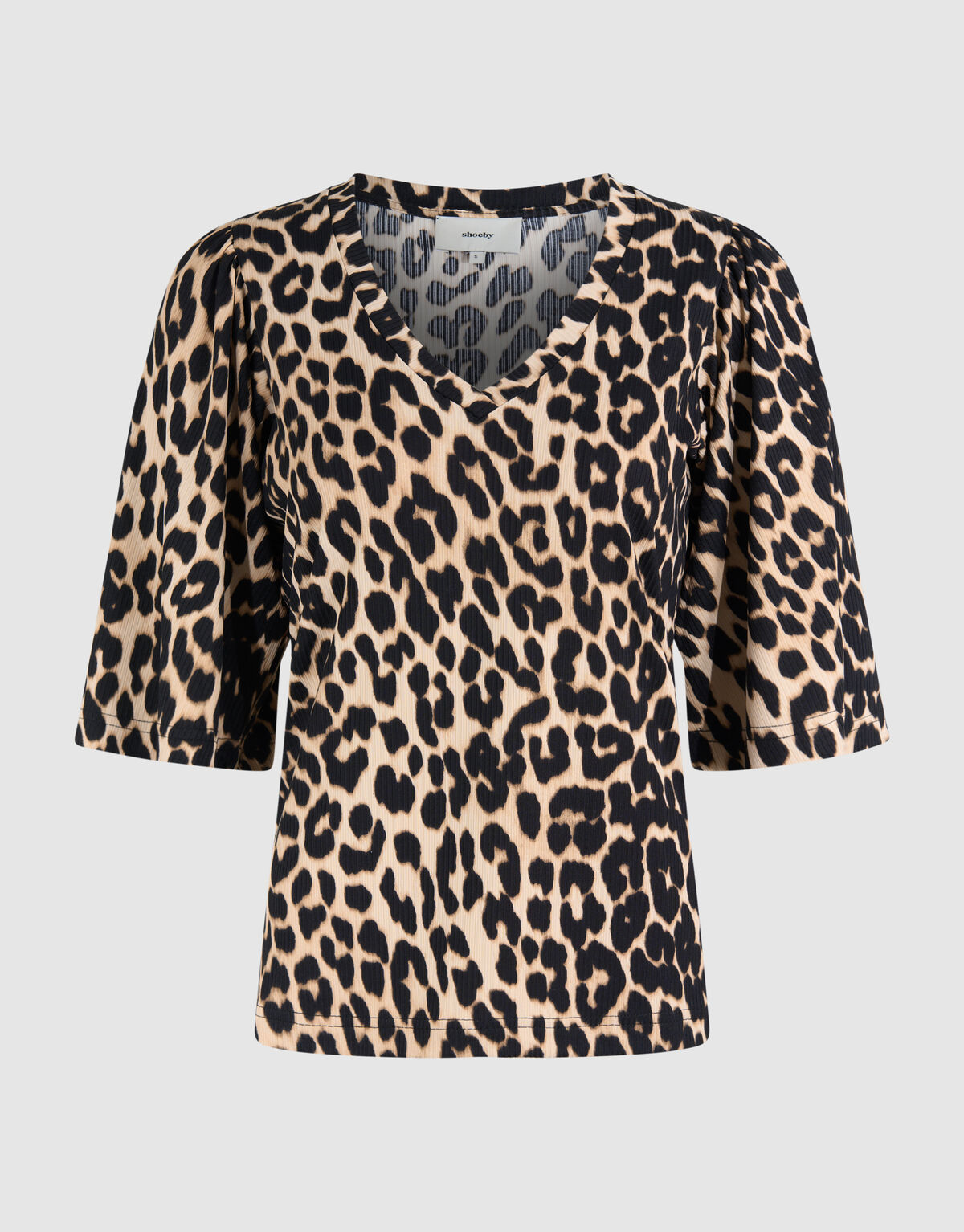 Leopard Ruffle Rib Top Braun! SHOEBY WOMEN