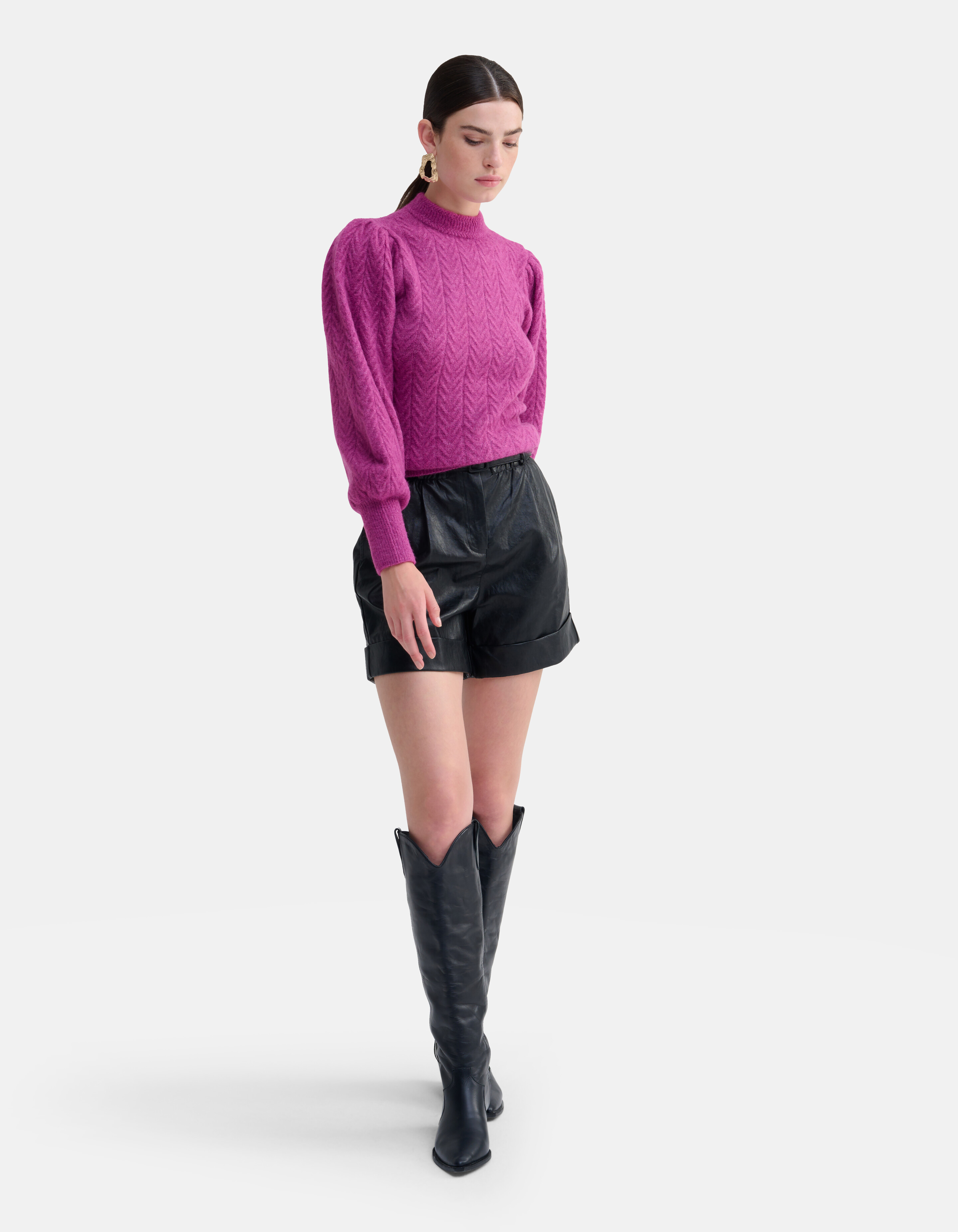 Pullover mit Puffärmeln Lila SHOEBY WOMEN