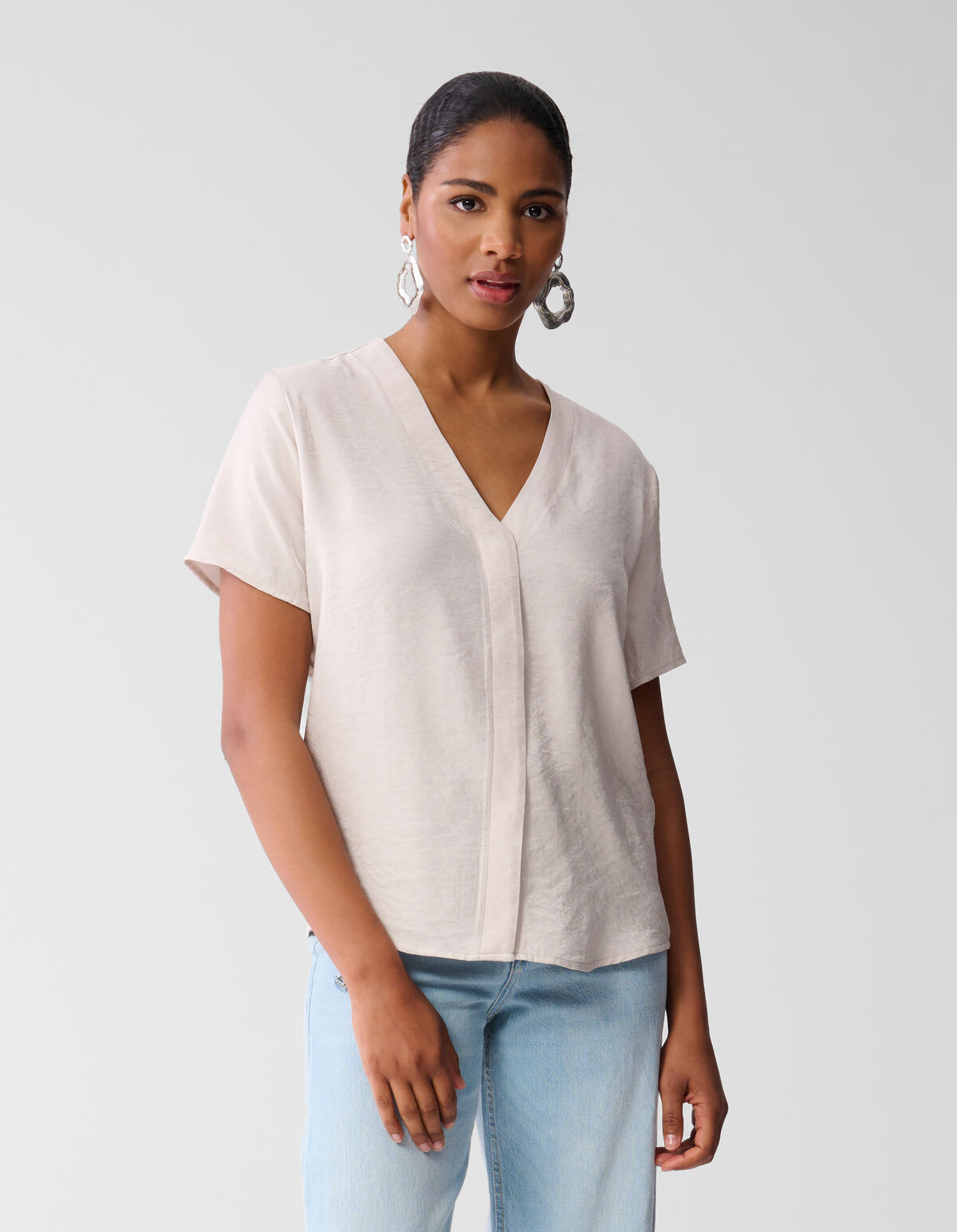 Top mit Knopfleiste Sand SHOEBY WOMEN