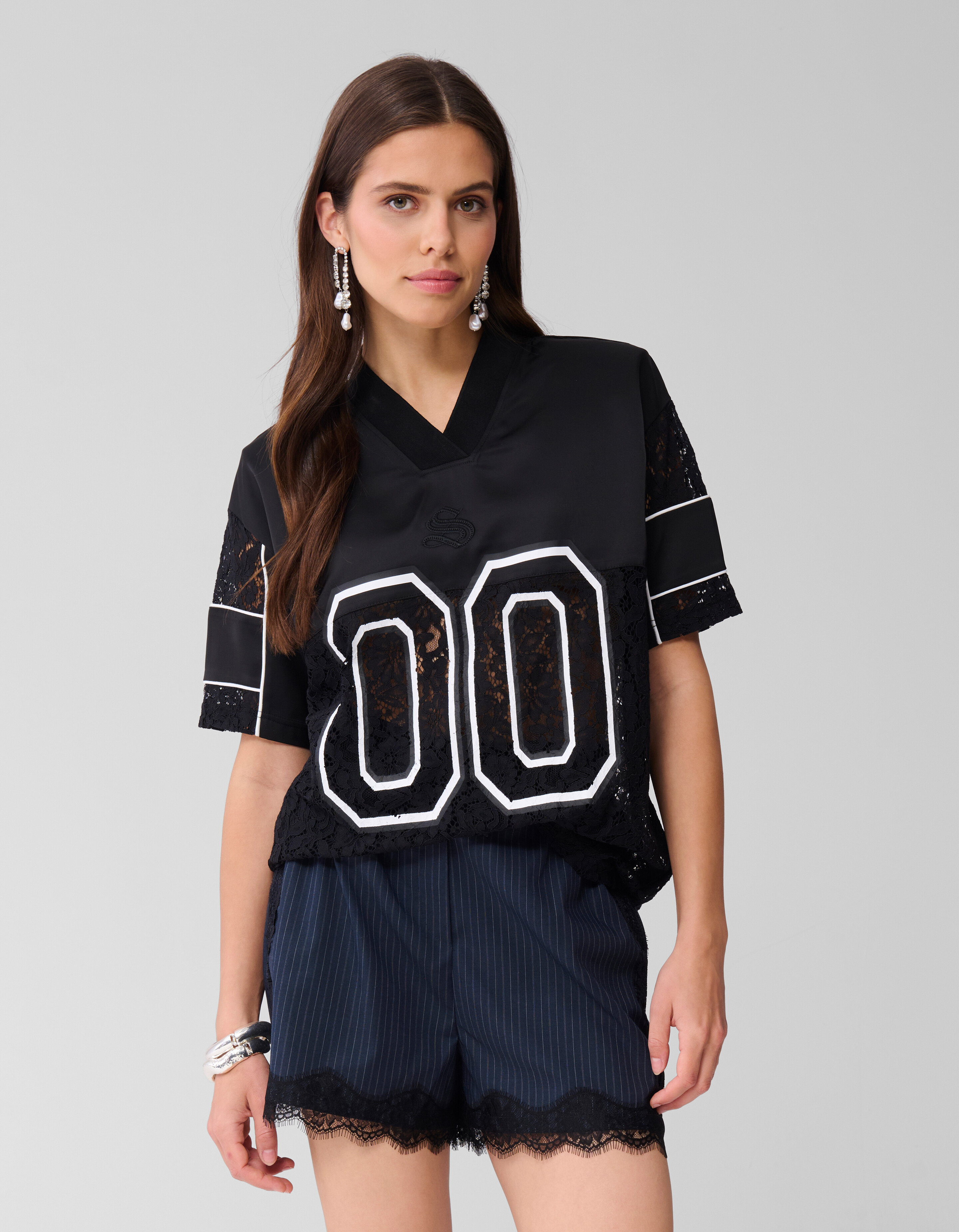 Übergroßes Kanten Baseball-T-Shirt Zwart SHOEBY WOMEN