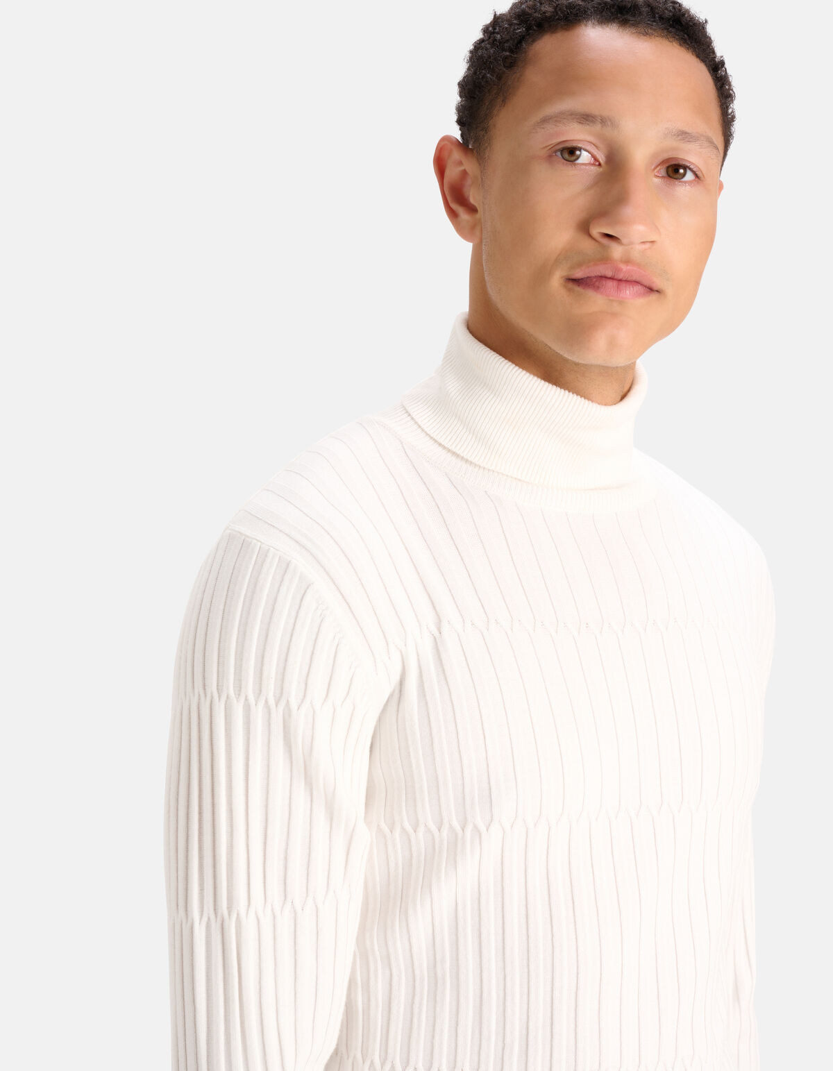 Gestreifter Rollkragenpullover Weiß SHOEBY MEN