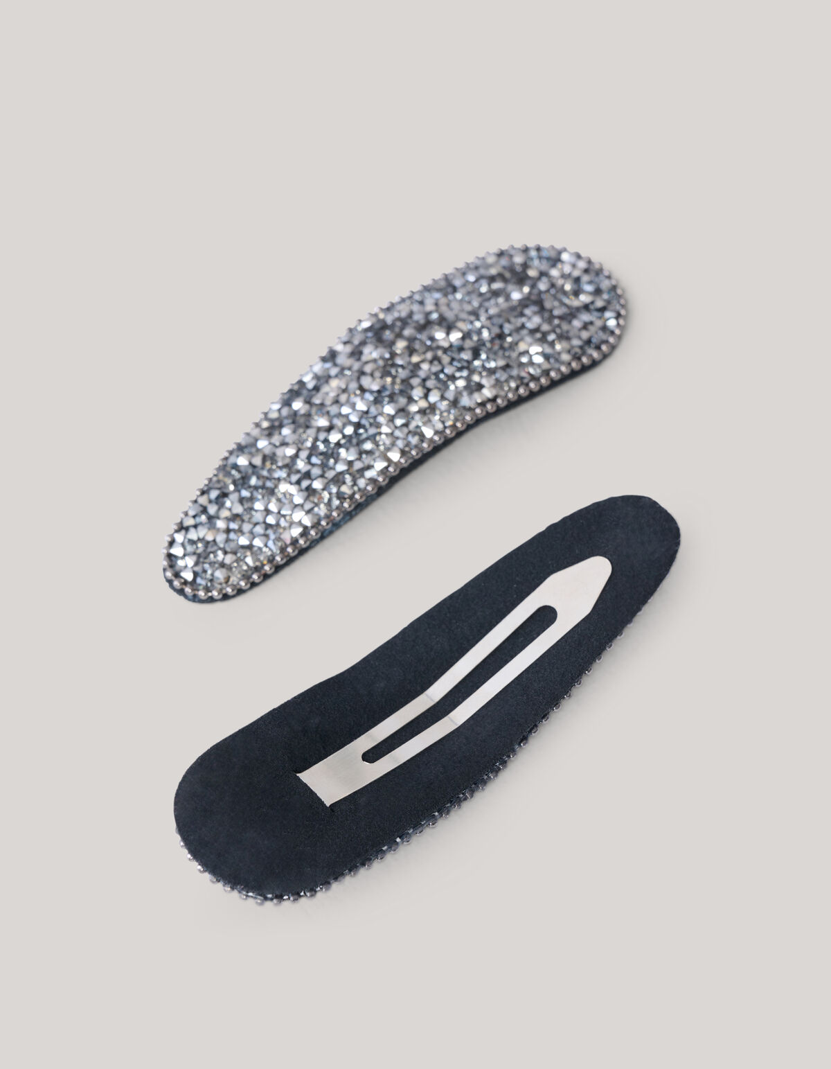 Strass-Haarspangen Silber/Schwarz SHOEBY ACCESSOIRES