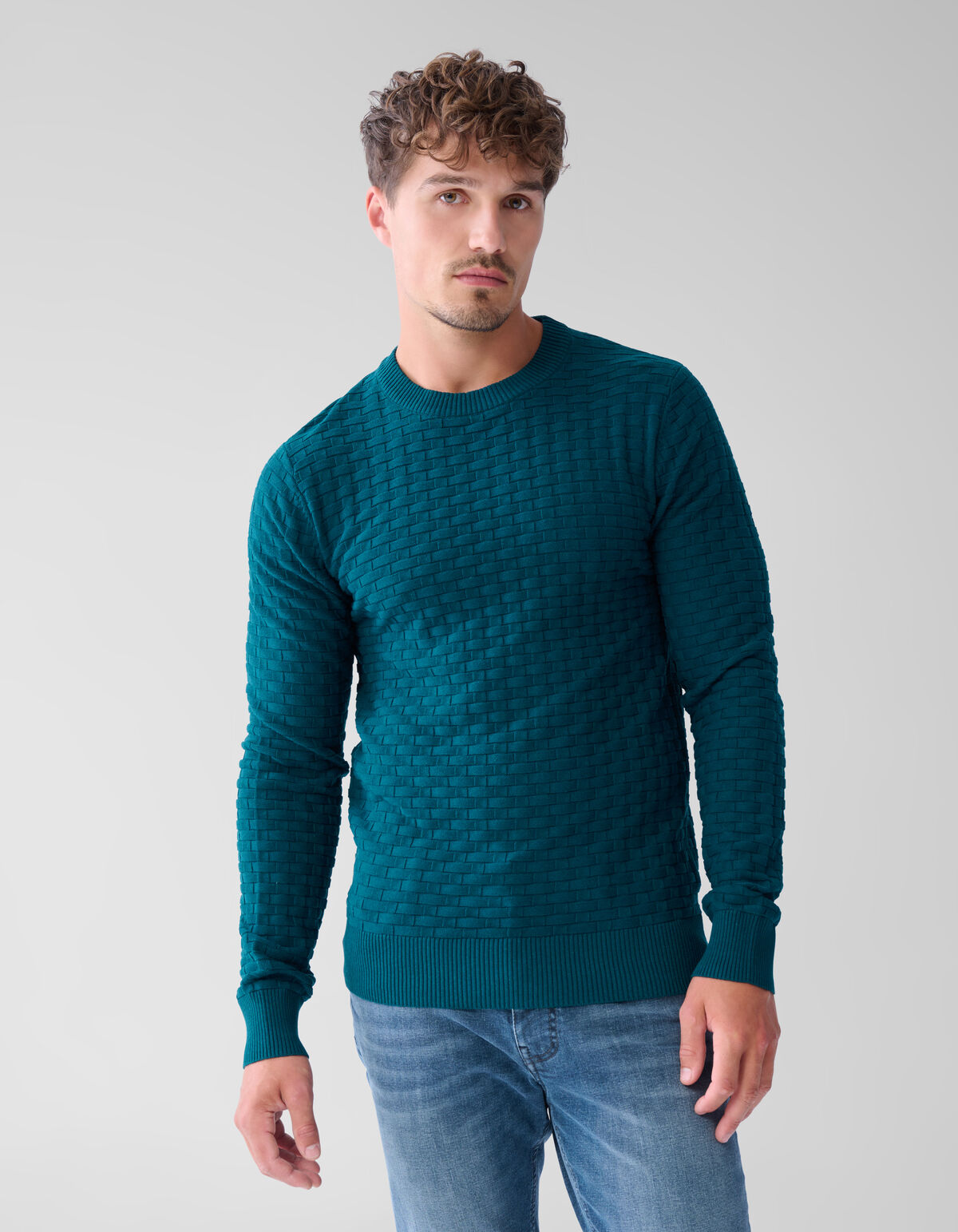Strukturierter Pullover Dunkelgr&uuml;n SHOEBY MEN