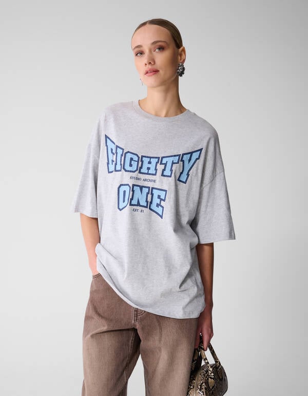Eighty One Artwork T-Shirt Hellgrau SHOEBY WOMEN