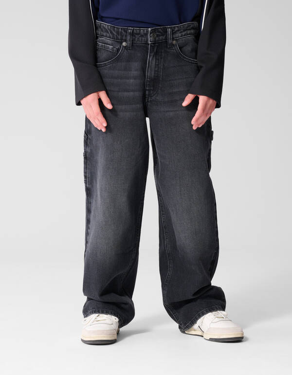 Carpenter-Jeans in Ultra-Baggy-Passform, Dunkelgra SHOEBY BOYS