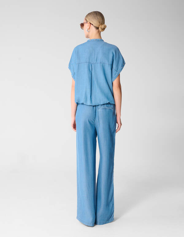 Studs Denim Bluse Blau SHOEBY WOMEN