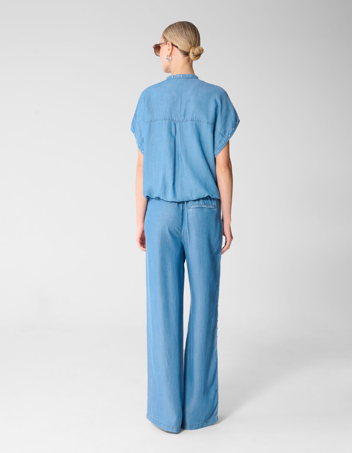 Studs Denim Bluse Blau SHOEBY WOMEN