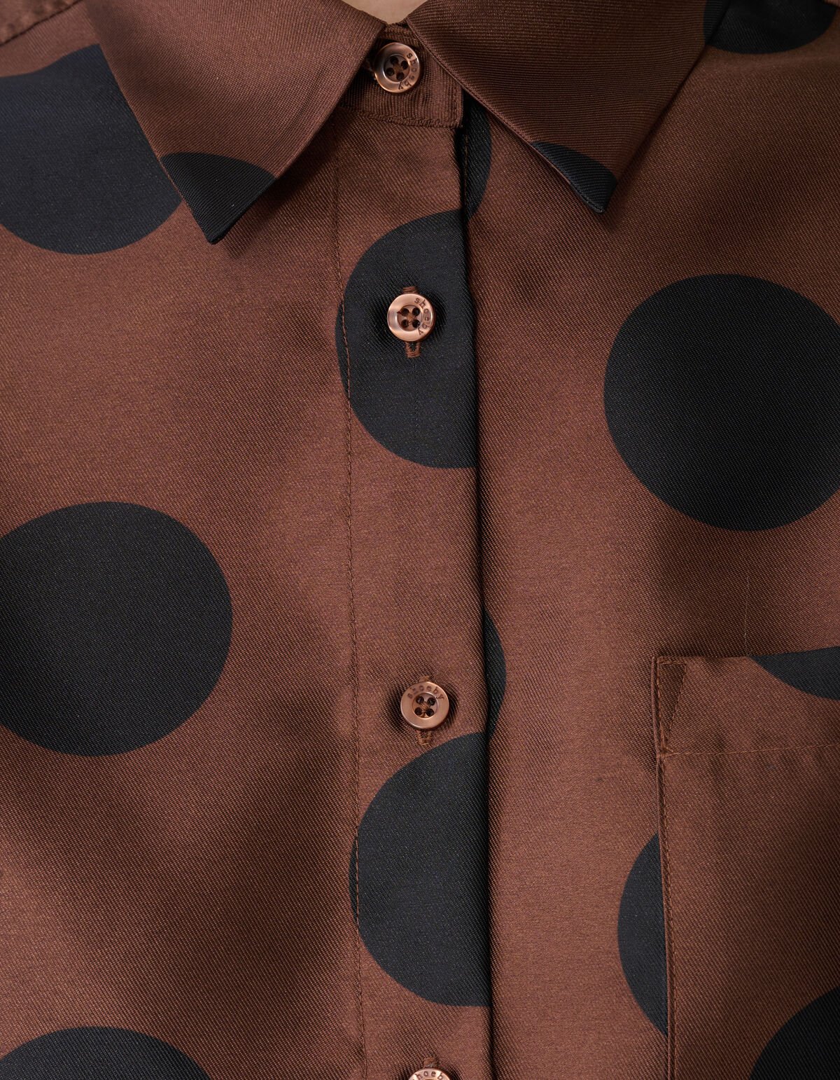 Oversized-Bluse aus Spitze mit Polka-Dots, braun SHOEBY WOMEN