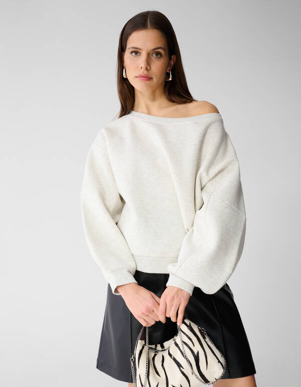 Oversized One Shoulder Sweater Hellgrau SHOEBY WOMEN