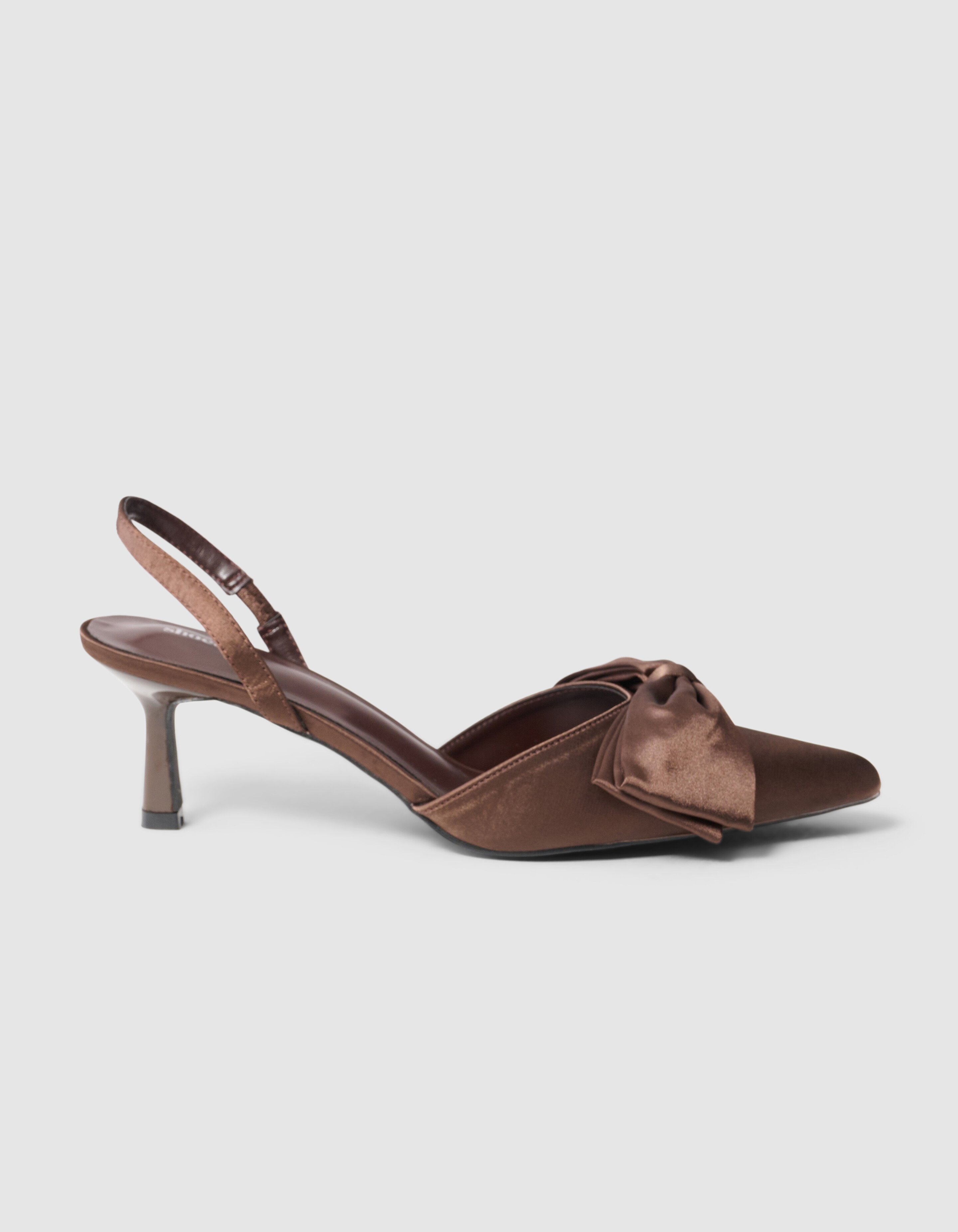 Braune Satin-Schleifen-Pumps SHOEBY SHOES