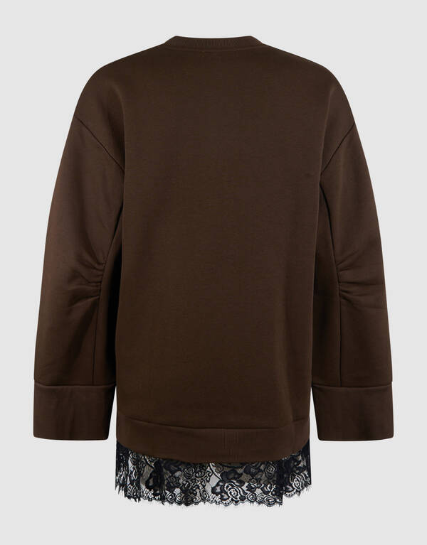 Kanten Oversized Sweater Dunkelbraun SHOEBY WOMEN