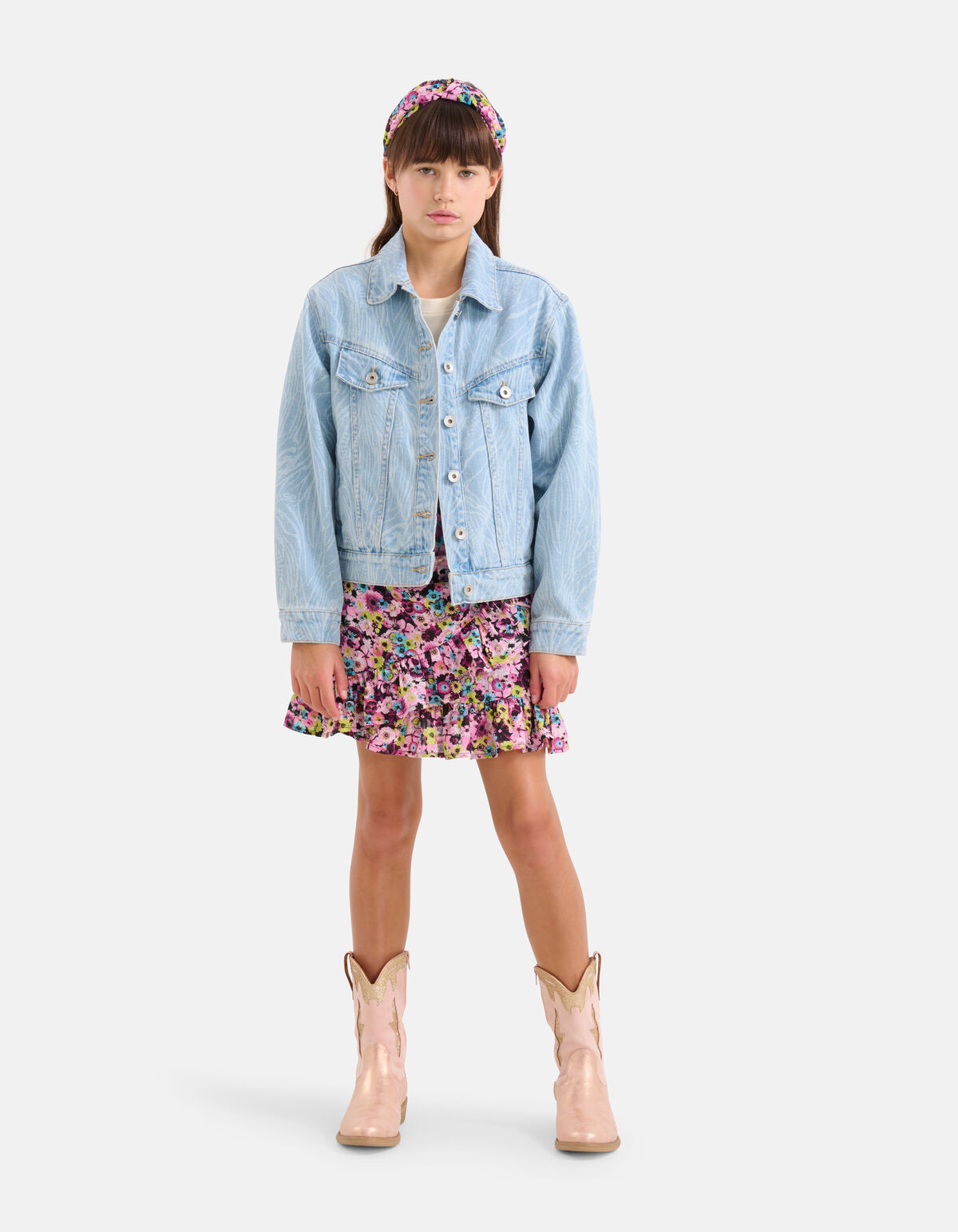 Swirl Print Denim Jack Bleached SHOEBY GIRLS