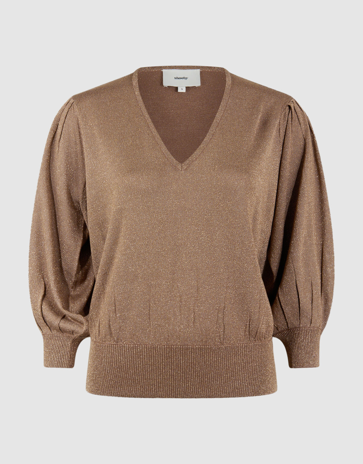 Glitzer-Pullover mit V-Ausschnitt Braun SHOEBY WOMEN